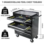 POVANLI  7-Drawer Rolling Tool Chest with Wheels Multifunctional Tool Chest Portable Tool Storage Cabinet with Locking System for Garage Workshop Warehouse Repair Shop
