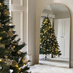 Arched Full Length Wood Floor Mirror, Full Body Standing and Wall Mounted Mirror for Bedroom, Living Room and Home Decor