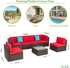 5-Piece All-Weather Patio Furniture Set with Ottoman, Outdoor Wicker Conversation Sofa Set with Cushions for Garden, Deck & Backyard