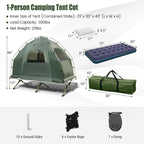 Patiojoy 1-Person Folding Camping Tent Cot Portable Pop-Up Tent w/Sleeping Bag & Air Mattress for Outdoor