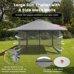 Costway 13x13ft Pop-up Instant Canopy Tent Mesh Sidewall UV50+ Adjust Outdoor Patio Khaki