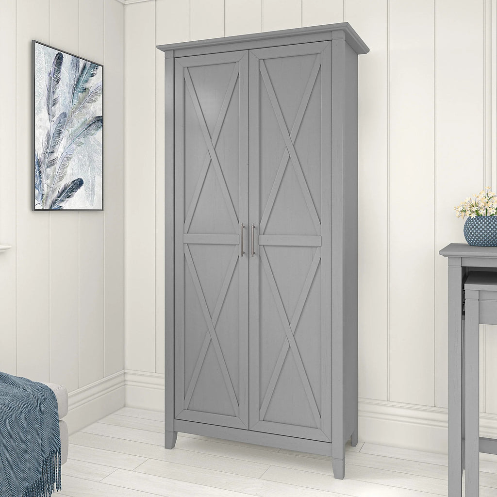 Key West Tall Storage Cabinet with Doors in Bing Cherry - Engineered Wood
