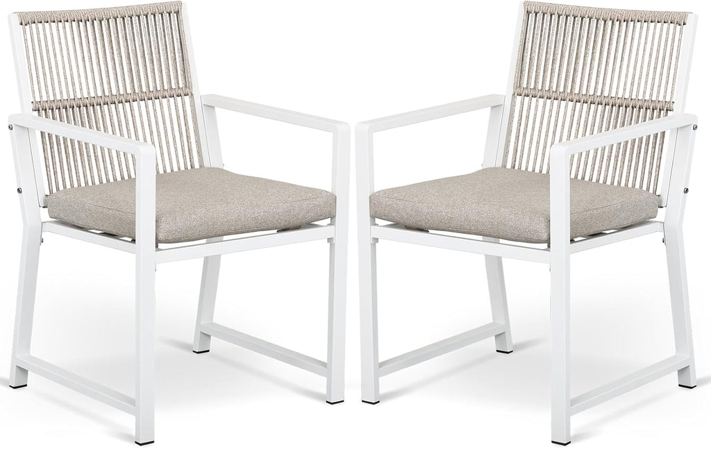 Outdoor HDPE Patio Dining Chairs ，400Lbs，Black，Set of 2