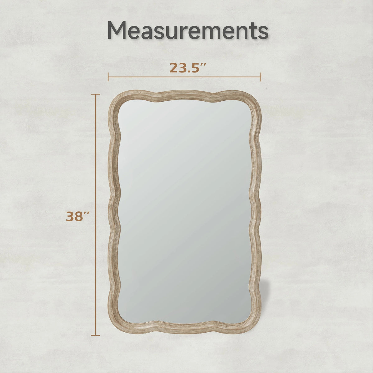 Curved Scallop Wood Frame Accent Mirror, Modern Decorative Wall Mirror for Living Room, Bedroom and Entryway