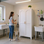 Homy Casa Garage Storage Cabinet with 2 Doors, Adjustable Shelves, Heavy Duty Organizer, White
