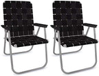Outdoor Chairs for Camping. Made with Lightweight Aluminum Frames and UV-Resistant Webbing. Folds for Easy Storage 2- Pack (Charleston with Green Arms, Classic)