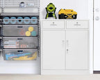 BESFUR Metal Garage Storage Cabinet with 2 Doors and 2 Drawers, Locking Stoage Cabinet for Garage, Classroom and Office - White