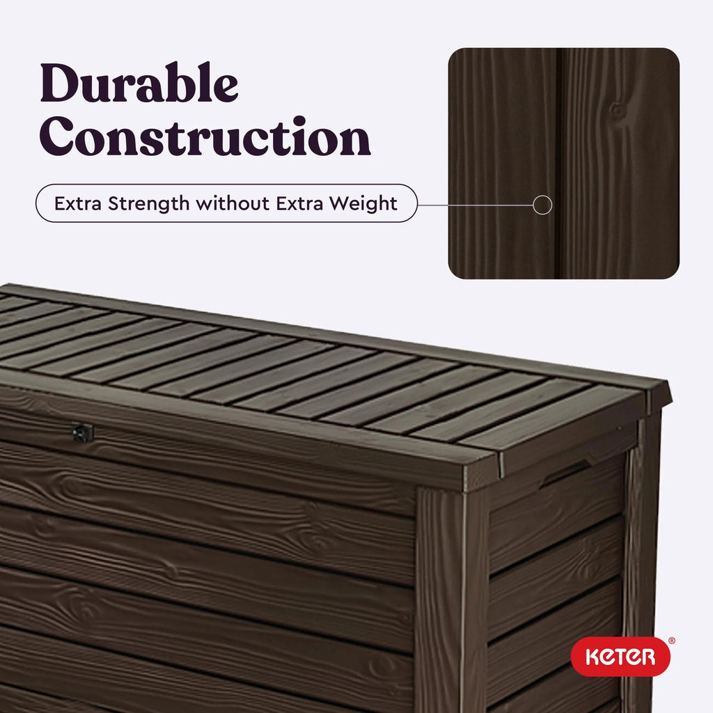 150 Gallon Outdoor Deck Box with Bench Seat, Large Storage Container for Patio, Garden, Yard and Pool Area