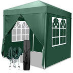 6.5x6.5ft Pop Up Canopy Tent - Instant White Gazebo w/ 4 Sidewalls, UPF 50+ & Carry Bag, 42 sq ft Shade for Camping/Patio (200x200cm)