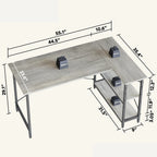 Small L Shaped Computer Desk with Storage Shelves, Compact Corner Workstation for Home Office and Study