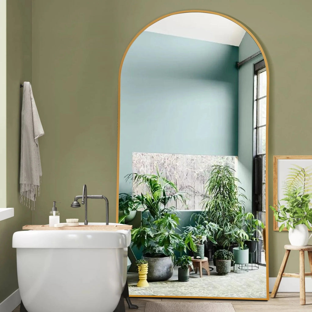 Arched Full Length Floor Mirror, Large Full Body Standing and Wall Mounted Mirror for Bedroom, Living Room and Home Decor