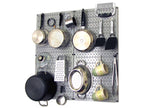 Wall Control Kitchen Pegboard Organizer Pots and Pans Pegboard Pack Storage and Organization Kit with Gray Pegboard and White Accessories