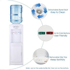 Water Cooler Dispenser 5 Gallon, Water Dispenser Hot & Cold Top-Loading Water Cooler for 5 Gallon Bottle with Child Safety Lock Removable Drip Tray & Storage Cabinet for Home Office