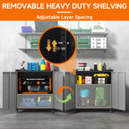 Metal Storage Cabinet with Wheels,Tool Storage Cabinet with Doors and Shelves Adjustable,Heavy Duty Garage Storage Cabinet,Steel Locking Storage Cabinet for Garage/Warehouse/Office/School/Home-Black
