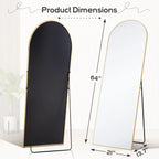 21x64 Full Length Arched Mirror, Large Tall Body Dressing Mirror with Aluminum Alloy Frame, Stand and Wall Mount Option