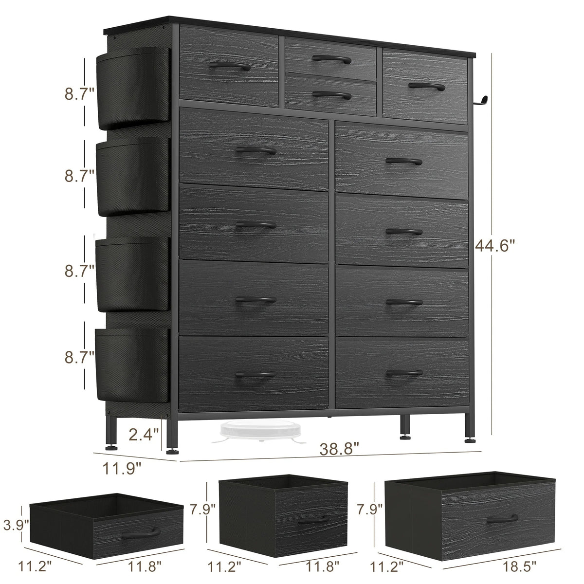 12 Drawer Fabric Dresser, Tall Bedroom Chest of Drawers with Storage