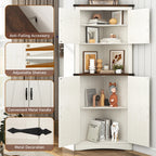 Blotout 68" Tall Farmhouse Corner Cabinet with 4 Doors, 28.3" W Barn Door Storage Cabinet with Adjustable Shelves, 5 Tier Corner Storage Cabinet for Bathroom,Living Room,Kitchen
