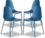 Isla Modern Kitchen Chairs Set of 4, Plastic Dining Chair with Metal Legs, Quick Assembly Simple Cafe Chairs Plastic for Indoor or Outdoor, Ocean Teal