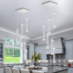 Modern Crystal Pendants Lighting Mini Chandelier for Kitchen Island LED Dimmable Ceiling Handing Lighting Adjustable Flush Mount Ceiling Light for Dining Room Hallway