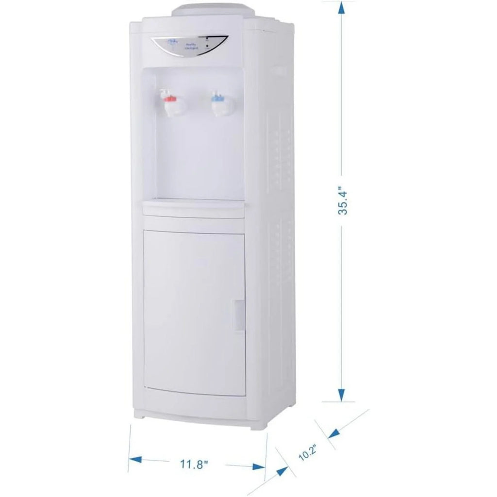 Water Cooler Dispenser 5 Gallon, Water Dispenser Hot & Cold Top-Loading Water Cooler for 5 Gallon Bottle with Child Safety Lock Removable Drip Tray & Storage Cabinet for Home Office