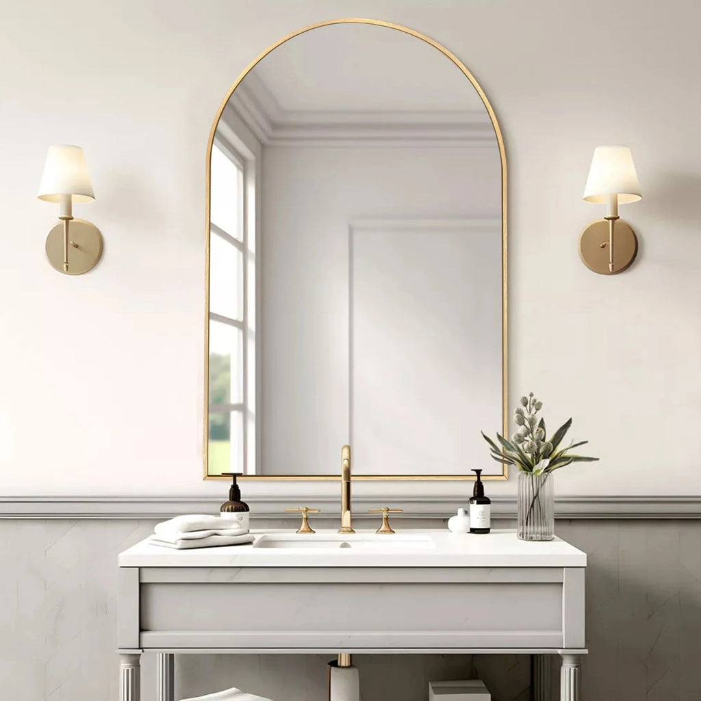 Modern Arch Aluminum Bathroom Wall Mirror, Wall Mounted Vanity Mirror for Bathroom, Bedroom and Home Decor