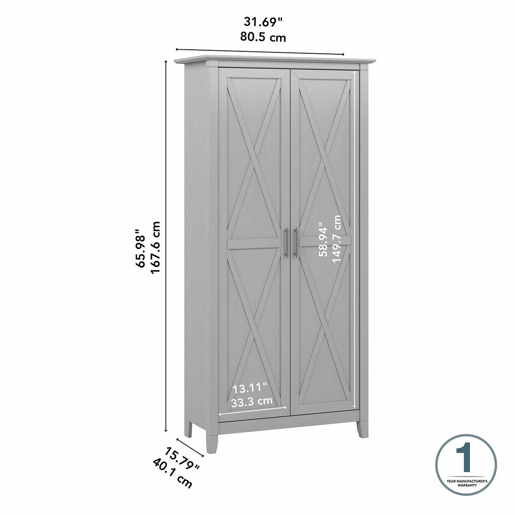 Key West Tall Storage Cabinet with Doors in Bing Cherry - Engineered Wood