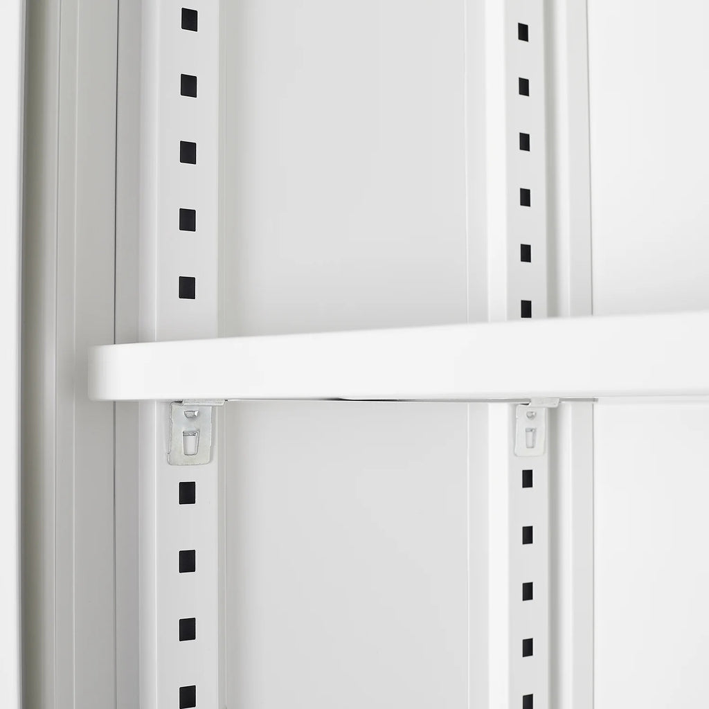 Metal Storage Cabinet with Locking Doors and Adjustable Shelf, Folding Filing Storage Cabinet, Rolling Storage Locker Cabinet for Home Office,School,Garage, White