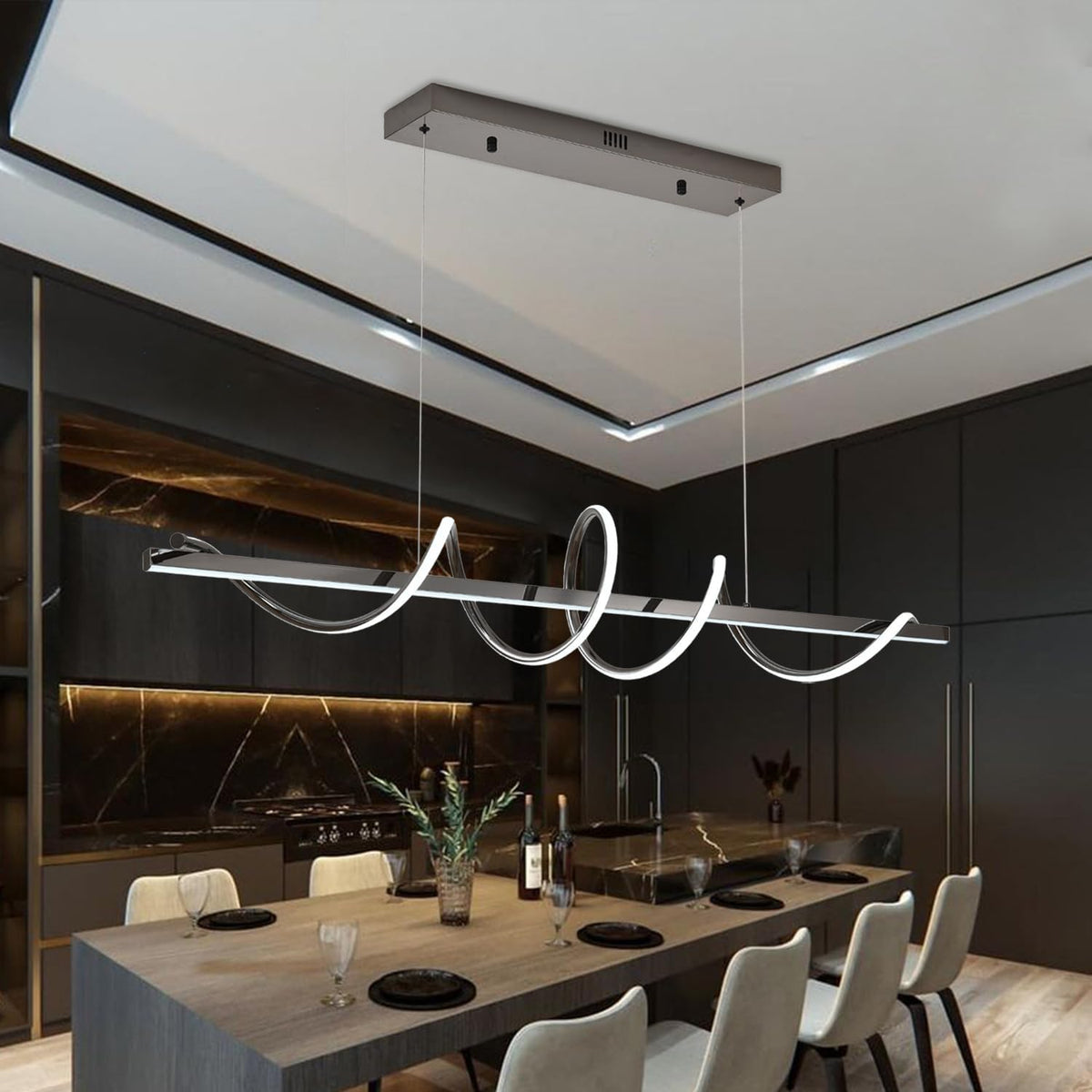 Minimalist Dimmable LED Pendant Chandelier with Remote Control