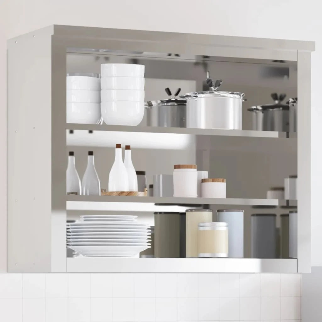 vidaXL Kitchen Wall Cabinet with Shelf Storage Restaurant Stainless Steel