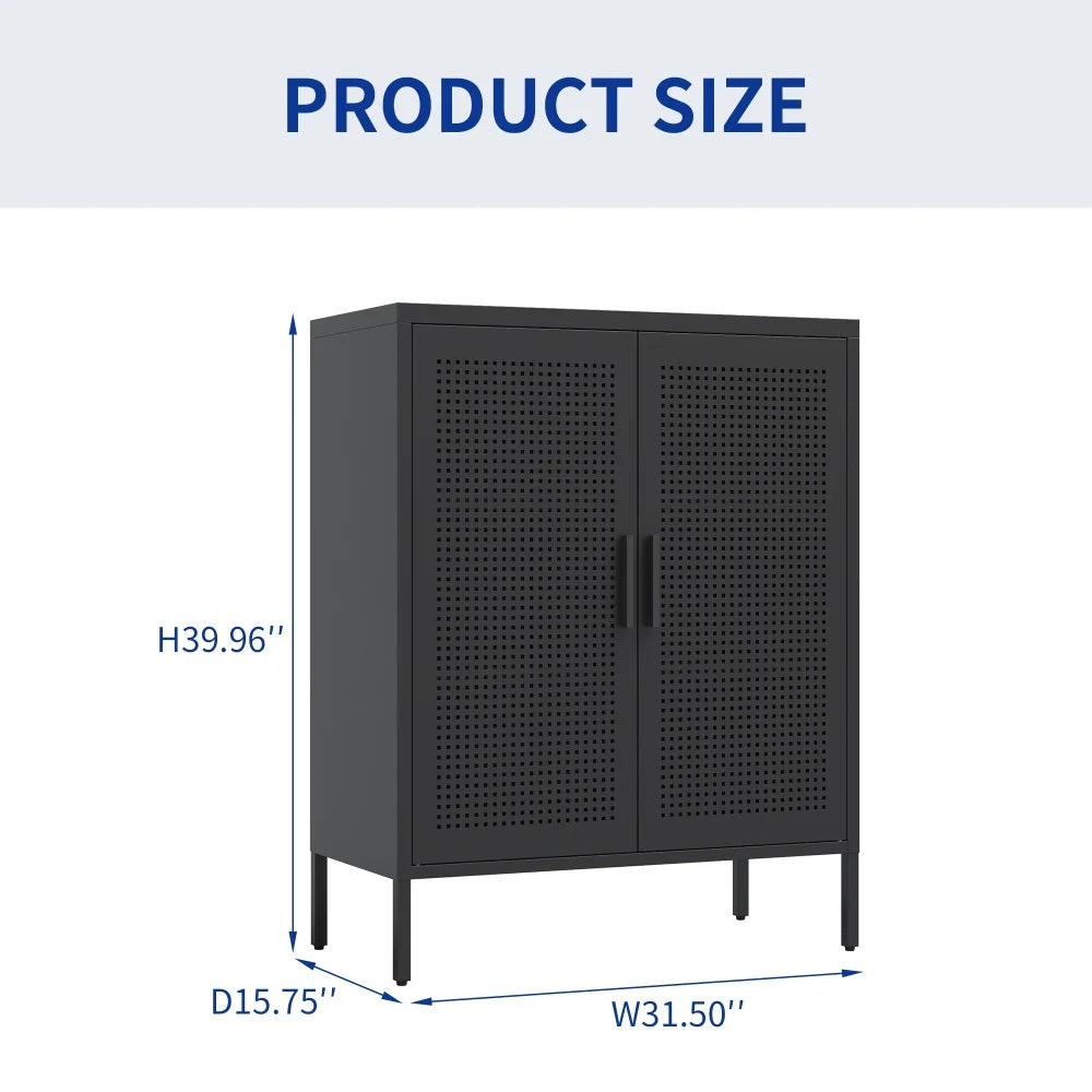 Metal 3 Tier Storage Cabinet, Storage Cabinet with 2 Doors and 2 Adjustable Shelves, Steel Lockable Garage Storage Cabinet Metal File Cabinet for Home, Office, School, Gym, White
