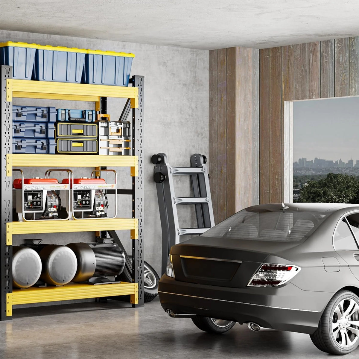59" W Garage Shelving,5-Tier Heavy Duty Shelving Unit,3000LBS Adjustable Metal Storage Shelves,Storage Rack Units for Industrie,Shed,Warehouse,Basement,Black,59" W x 20" D x 72" H