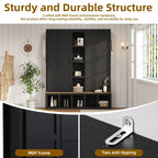 Euroco Modern Farmhouse Hall Tree -C 4-in-1 Entryway Bench with Cabinets, Hooks & Shoe Storage, Wood-Grain Finish, Handles, Anti-Tip Safety