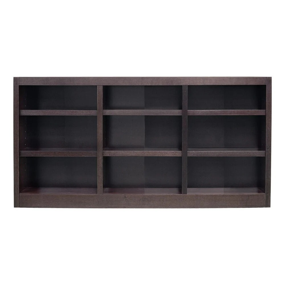 Triple Wide Wood Bookcase, 9 Shelf 36 Inch Tall Bookshelf for Home, Office and Display Storage