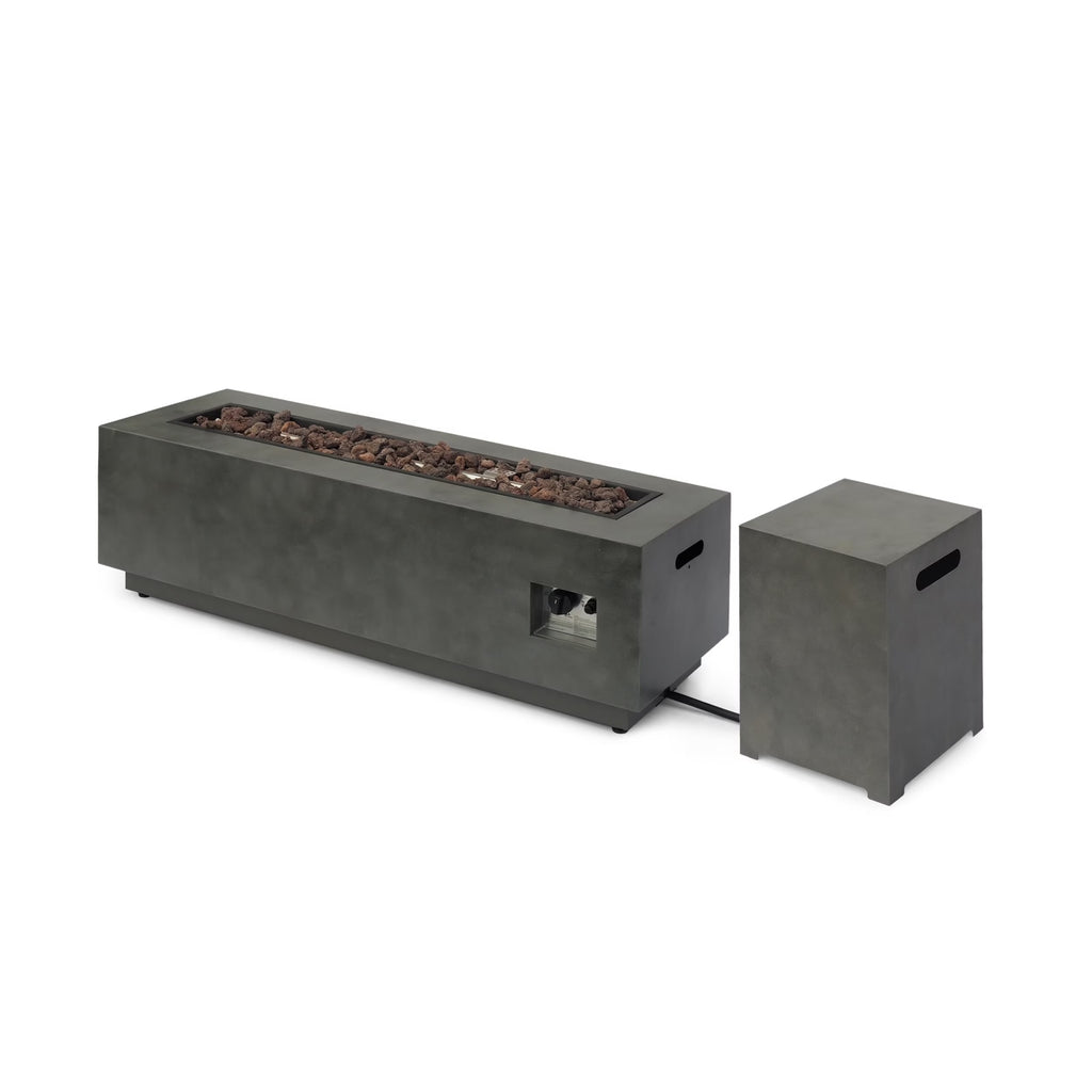 Christopher Knight Home Wellington Outdoor Iron 50000 BTU Fire Pit by  Concrete Finish