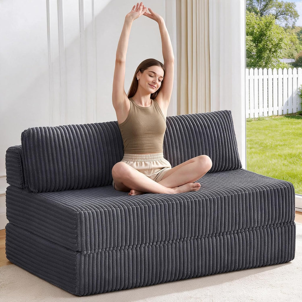 Folding Sofa Bed Convertible 4 in 1 Sleeper Chair Gray Single
