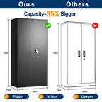Aobabo 72 Inch Locking Storage Cabinet w/ Adjustable Shelves, Gray
