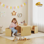 Kids Table and Chair Set, Wooden Activity Table, Ages 3-8, Natural Wood