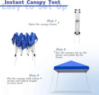 Canopy Tent, 10X10 FT Pop Up Canopy Outdoor Instant Tent Slant Legs with Carrying Bag, Portable Gazebo Shelter for Patio Deck Garden and Beach - 8X8 FT Canopy Cover (Dark Blue)