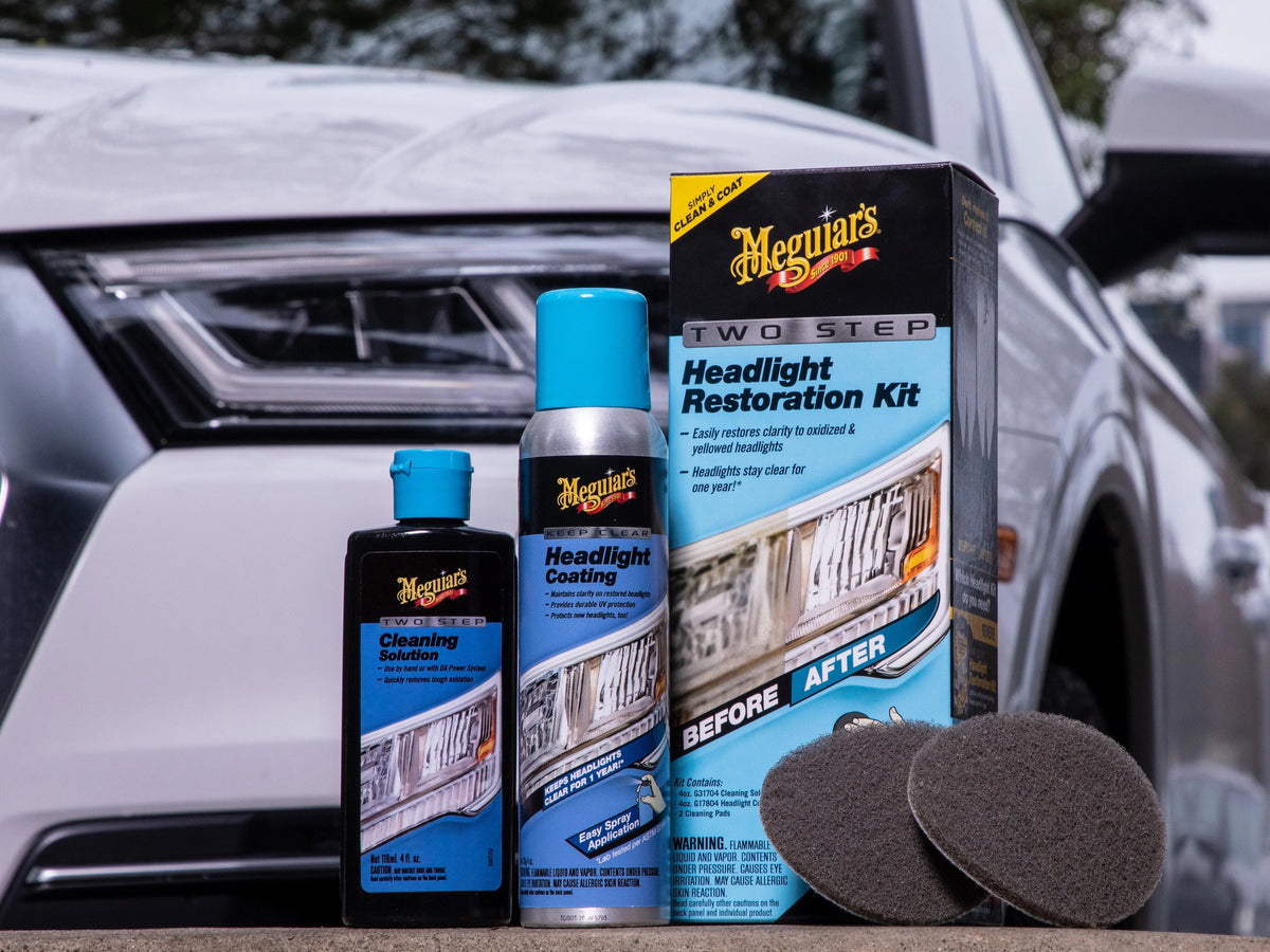 Meguiar's Two Step Headlight Restoration Kit, Clear -?Cleaning Solution, 4 Count (1 Pack)