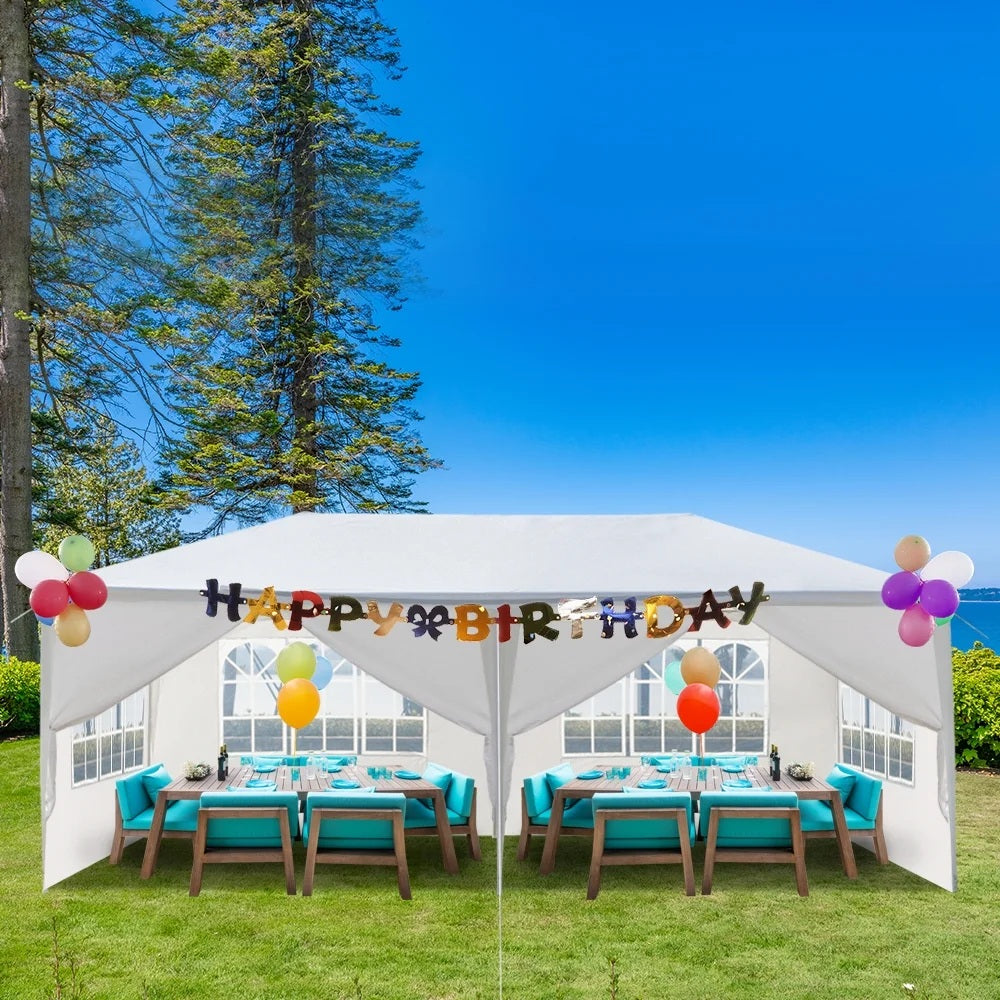 10'x20' Outdoor Party Tent with 6 Removable Sidewalls, Waterproof Canopy Patio Wedding Gazebo, White