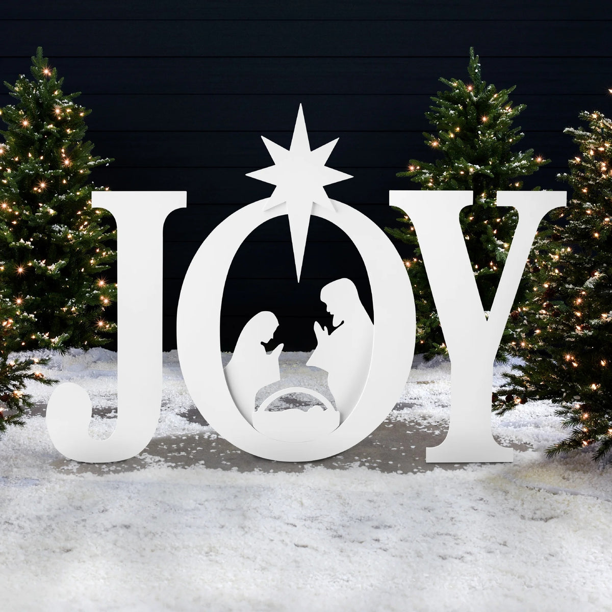 Best Choice Products 46in Outdoor JOY Christmas Nativity Decoration w/ Weather Resistant PVC, Ground Stakes - Red/White