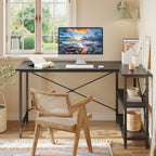 Small L Shaped Computer Desk with Storage Shelves, Compact Corner Workstation for Home Office and Study