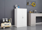 Metal Storage Cabinet with Locking Doors and Adjustable Shelf, Folding Filing Storage Cabinet, Rolling Storage Locker Cabinet for Home Office,School,Garage, White