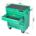 5-Drawer Rolling Tool Chest on Wheels, 24-inch Tool Storage Cabinet with Locking System for Garage Workshop Warehouse Repair Shop, Red