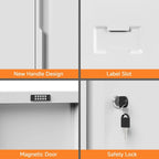 Metal Storage Cabinet, Garage Storage Cabinet with Doors and 2 Adjustable Shelves, 36" White Metal Cabinet, Locking Cabinet for Home,Garage,Office,School