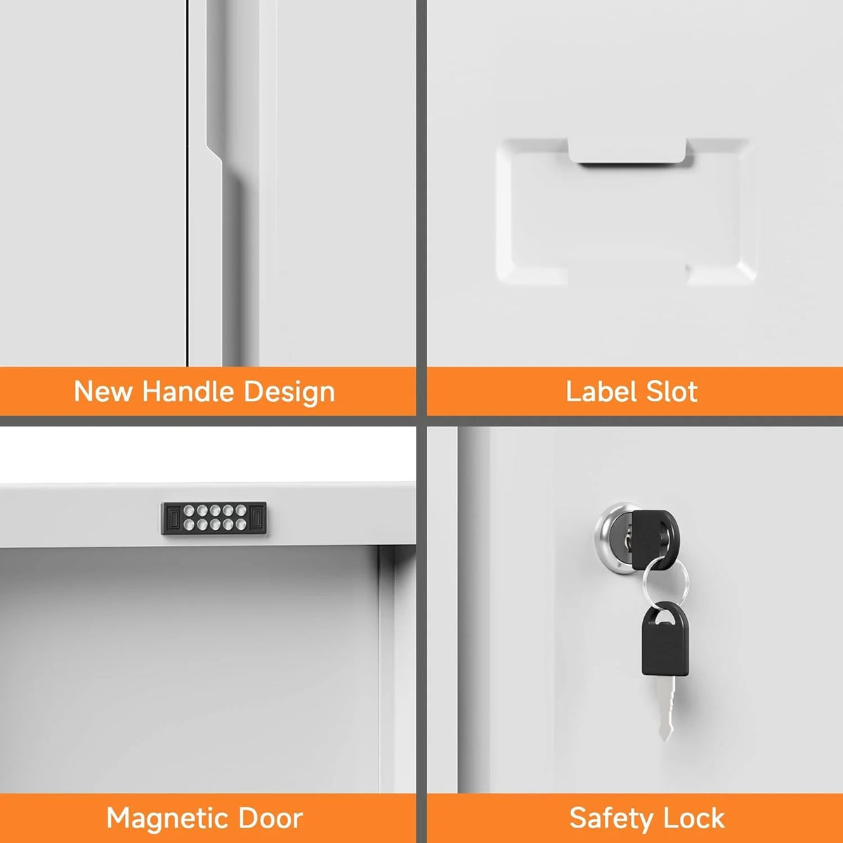 Metal Storage Cabinet, Garage Storage Cabinet with Doors and 2 Adjustable Shelves, 36" White Metal Cabinet, Locking Cabinet for Home,Garage,Office,School