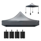 Replacement Canopy Top 10x10 - Dark Gray Oxford Cloth - UPF50+ Sun Protection with Weight Bags - Outdoor Patio Shade Cover