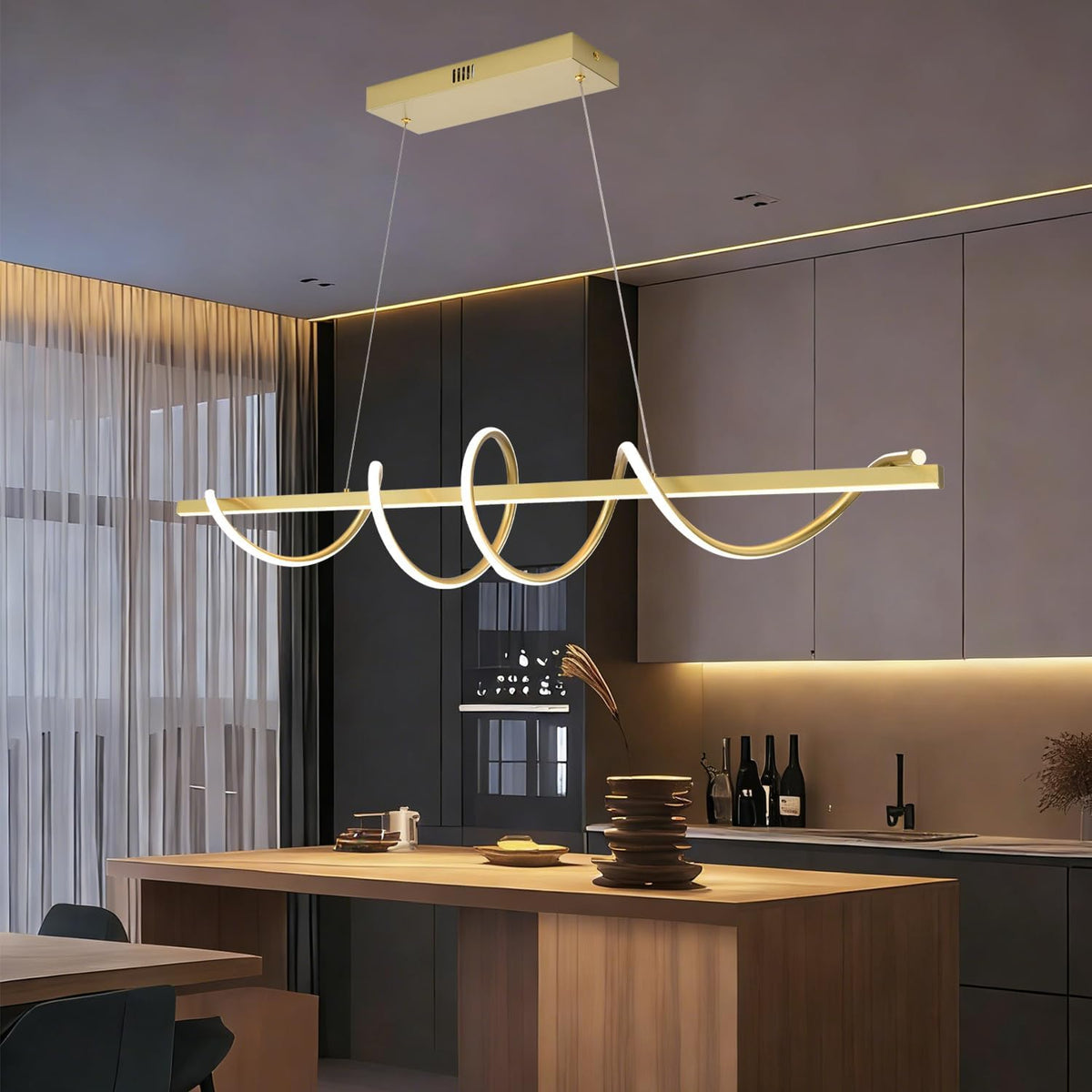 Minimalist Dimmable LED Pendant Chandelier with Remote Control