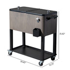 EasingRoom Iron Spray Plastic Patio Cooler Cart with Tray Cooler with Shelf Green