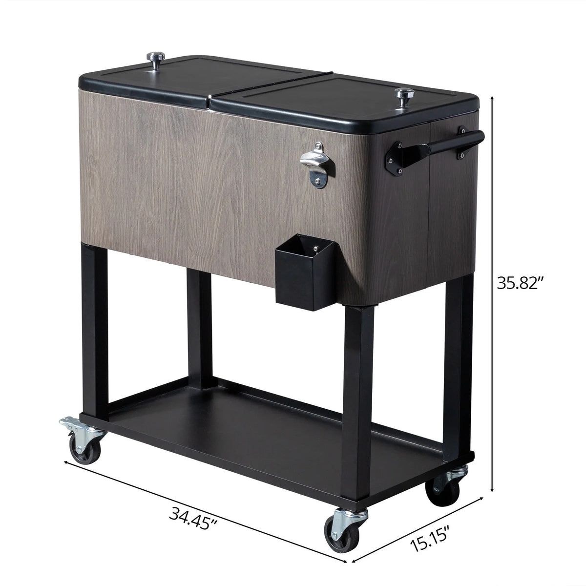 EasingRoom Iron Spray Plastic Patio Cooler Cart with Tray Cooler with Shelf Green